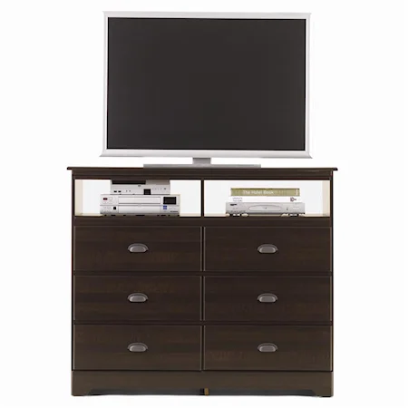 6 Drawer Media Dresser with Roller Glides